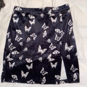 Blue mini skirt with white butterflies